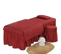 Beauty Salon Bed Cover Sets 4pcs Beauty Salon Bedding Set Thick Bed Linens Sheets Bedspread Fumigation Massage Spa Pillowcase Duvet Cover Sets(Color1,190x80cm)