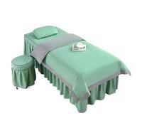Beauty Salon Bed Cover Sets 4pcs Beauty Salon Bedding Sets Massage Spa Bed Cover Bedspread Pillowcase Stool Duvet Club(Green,180x70)