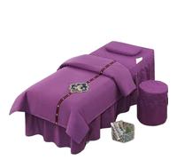 Beauty Salon Bed Cover Sets 4pcs Beauty Salon Bedding Sets Massage Spa Thick Bed Sheets Bedspread Pillowcase Duvet Cover Set(Purple,190x80)