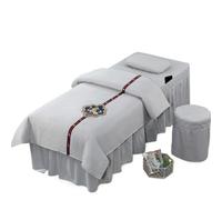 Beauty Salon Bed Cover Sets 4pcs Beauty Salon Bedding Sets Massage Spa Thick Bed Sheets Bedspread Pillowcase Duvet Cover Set(Light Grey,185x70)