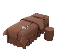 Beauty Salon Bed Cover Sets 4pcs Beauty Salon Bedding Sets Massage Spa Thick Bed Sheets Bedspread Pillowcase Duvet Cover Set(Brown,185x70)