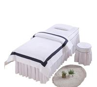 Beauty Salon Bed Cover Sets 4pcs Beauty Salon Bedding Sets Simple Style Massage Spa Use Duvet Cover Bed Skirt King Queen(White,70x180cm)