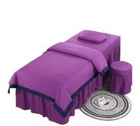 Beauty Salon Bed Cover Sets 4pcs Beauty Salon Bedding Sets Simple Style Massage Spa Use Duvet Cover Bed Skirt Sets King Queen(Purple,70x190cm)