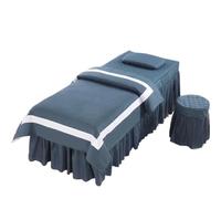 Beauty Salon Bed Cover Sets 4pcs Beauty Salon Bedding Sets Simple Style Massage Spa Use Duvet Cover Bed Skirt Sets King Queen(Blue,80x190cm)