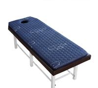 Beauty Salon Bed Mattress with Face Breath Hole,Massage Table Lash Bed Mattress Topper Memory Foam, Non-Slip Massage Table Cover Quilted Mattress Topper(Blue,Trapezoidal Head 70 * 180cm)