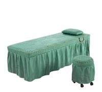 Beauty Salon Bed Sheet 5pcs Brief Beauty Bed Skirt Bedspread with Hole Body Massage Bed Cover(Light Green,Pillow case 30x50cm)