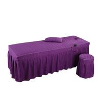 Beauty Salon Bed Sheet 5pcs Brief Beauty Bed Skirt Bedspread with Hole Body Massage Bed Cover(Purple,Round Stool Cover)