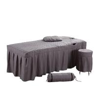 Beauty Salon Bed Sheet 5pcs Brief Skirt Bedspread with Hole Body Massage Cover(Dark Gray,190cm x 70cm)