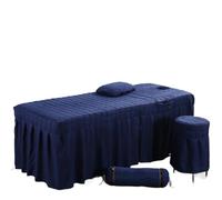 Beauty Salon Bed Sheet 5pcs Brief Skirt Bedspread with Hole Body Massage Cover(Navy Blue,Round Stool Cover)
