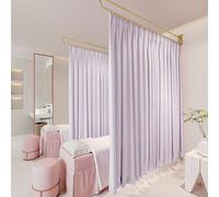 Beauty Salon Partition Curtain Rod with Gold Pole 6.5ft Room Divider Curtains for Privacy in Health Center & Living Room Wall-Mounted Purple Fitting Booth