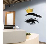Beauty Salon Quote Wall Decal Stickers Make Up Store Home Decoration Murals LC1360 (Gold Crown+Black Eye)