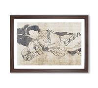 Beauty Sleeping by Tang Yin Framed Print | A2 Walnut Framed Wall Art | Ready to Hang | Modern Nature Picture | Living Room Bedroom Lounge Office