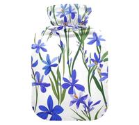 Beauty Spring Blue Iris Flowers hot Water Bottle with Soft Cover, 1L hot compresses for The Body for Arthritis, Period Cramps, Bolsa de calor para Dolor Menstrual