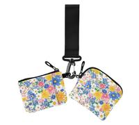 Beauty Spring Colorful Flower Women's Card Cases Change Holder Slim Detachable Coin Purse Wallet Bag with Zipper Coin Pocket for Daily Use 2 Pcs, beauty spring Colorful flower, One Size, Casual