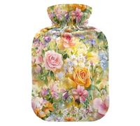 Beauty Spring Flowers District of American Beauty Rose Dragonfly and The Bee_4 Cute hot Water Bottle with Soft Cover, 2L Warmer Bag for Period Cramps, Period Cramps, Bolsa de calor para