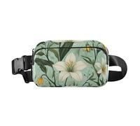Beauty Spring Flowers Green Fashion Waist Bag Fanny Pack for Women Men Teens Water Resistant Sling Chest Bag with Adjustable Strap for Travel Vacation Running
