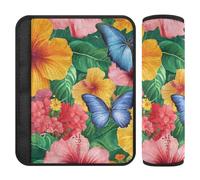 Beauty Spring Flowers Hawaii 2 Pack Shoulder pad for Strap More Comfort Driving for Auto funda para cinturón de carro