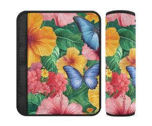 Beauty Spring Flowers Hawaii 2 Pack Shoulder pad for Strap More Comfort Driving for Auto funda para cinturón de carro