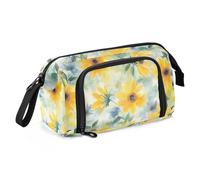 Beauty Spring Flowers Kansas Sunflower_24152_3 Pencil Bags Large Capacity Pencil Case Organizer with Handle Pencil Cases for Adults for Preppy Cosmetics