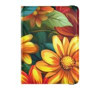 Beauty Spring Flowers Red and Yellow Daisies Leather cute passport holder for travel Travel Documents Organizer Protector Cute Passport Book for men Lightweight, beauty spring flowers Red and yellow