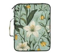 Beauty Spring Flowers Retro Lily Green Accordion Document File Folder Expanding Multiple Pockets 1.5-Inch 3-Ringing Zipper Binder with Zipper Closure for Paperwork