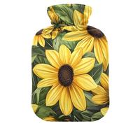 Beauty Spring Yellow Daisy Travel hot Water Bottle with Soft Cover, 2L hot Compress for Hand Feet Warmer, Hot and Cold Therapies, Bolsa Caliente para Dolores Menstrual