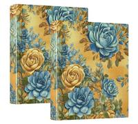 Beauty Succulent Plants Gold One and A Half Inch Binders for School 3 Ringing with Clipboard 1/2 Packs Office Binder Supplies Hardcover