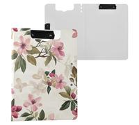 Beauty Summer Pink Flowers Foldable Clipboards Two Metal Clips Pen Holder Clip Board with Hard Cover Clipboard Folio Binder Coaching Trade Quest