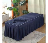 Beauty Therapy Bed Cover, 2 PCS Massage Table Cover with Face Hole, SPA Foot Massage Therapy Bed Cover, Elastic Cord Edge All-Round Wrap Massage Blanket(Navy,70 * 190 cm)