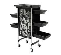 Beauty Trolley on Wheels, ERnonde Hairdressing Trolley with Five Dual Pull-Out Drawers Beauty Salon Barber Hairdressing Hair Colouring Spa Cart Rolling Storage Drawer, Up to 80KG