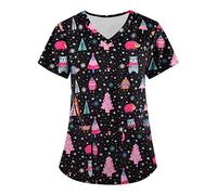 Beauty Tunic Uniform V-Neck V Neck Dog Grooming Cat Grooming Christmas Care Nursing Uniform Scrubs Uniforms Women Mock Wrap Wrap Mock Healthcare Tunic Utility Shirt V Neck Health Care Workers Black