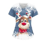 Beauty Tunic Work Tunics Xmas Nursing Uniform Wrap Mock Doctors Hospital for Dental Carer Vet Beauty Christmas Scrub Tops Beauty Salon Nurses Top Doctors Hospital V Neck Beauty Tunic Healthcare Tunics
