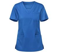 Beauty Tunics for Women UK Costumes Doctors Hospital Solid Color Letter Print Beauty Salon Spa Nail Salons Women Work Tunics Cat Grooming Work Tops Mock Wrap Wrap Mock Solid Color with Pockets Blue