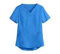 Beauty Tunics for Women UK Costumes Doctors Hospital Solid Color Short Sleeve Beauty Salon Spa Nail Salons Women Work Tunics Cat Grooming Work Tops Mock Wrap Wrap Mock Solid Color with Pockets