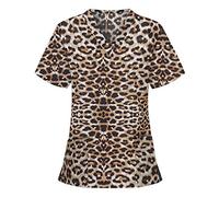 Beauty Uniforms Housekeeping Mock Wrap Classic Fit Beauty Salon Solid Color Healthcare Tunics Nursing Uniforms Housekeeping Utility Shirt V Neck Short Sleeve Beauty Salon Healthcare Uniform Coffee