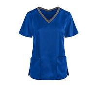 Beauty Uniforms Solid Color Graphic Healthcare Tunic Dog Grooming V Neck Work Top for Ladies Beauty Tunics for Women UK Pink Work Tunics for Women Uniform Plus Size