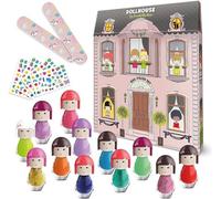 beauty4britain Kids Nail Polish Set 12 Non-Toxic Peel-Off Nail Polishes 2 Nail Files & Nail Stickers Quick Dry Scented Nail Polish