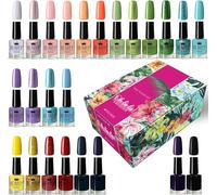beauty4britain Nail Polish Set - 24 Modern Colours (12ml Each) - Nail Lacquer Collection in Elegant Floral Box Long-Lasting Shine Gift Set