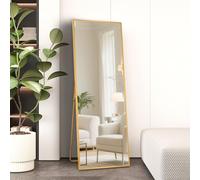 Beauty4U Full Length Mirror 140x50cm Free Standing, Hanging or Leaning, Large Floor Mirror with Gold Aluminum Alloy Frame for Living Room or Bedroom