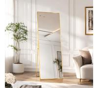 Beauty4U Full Length Mirror 140x50cm, Gold | Free Standing, Hanging or Leaning, Rectangle Large Floor Mirror with Aluminum Alloy Frame for Living Room or Bedroom