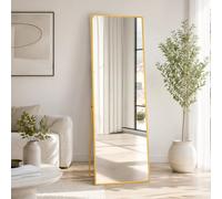 Beauty4U Full Length Mirror 150x50cm, Gold | Free Standing, Hanging or Leaning, Rectangle Large Floor Mirror with Aluminum Alloy Frame for Living Room or Bedroom