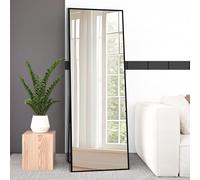 Beauty4U Full Length Mirror 165x60cm Free Standing, Hanging or Leaning, Large Floor Mirror with Black Aluminum Alloy Frame for Living Room or Bedroom