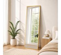 Beauty4U Full Length Mirror 165x60cm Free Standing, Hanging or Leaning, Large Floor Mirror with Gold Aluminum Alloy Frame for Living Room or Bedroom
