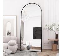 Beauty4U Full Length Mirror Arched Top, 200x100cm Large Free Standing Mirrors, Floor Mirror with Black Aluminum Alloy Frame for Living Room or Bedroom, Hanging or Leaning