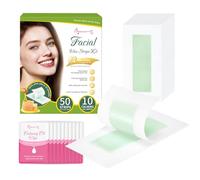 Beauty7 Eyebrow Waxing Strips 50pcs Fast-Acting 3 Second Hair Removal Strips for Face & Brows, Ready to Use with 10pcs Soothing Wipes for Women