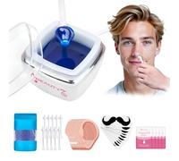 Beauty7 Nose & Ear Wax Kit for Women and Men with 100g Wax, USB Rapid Heater, 10 Applicators, 10 Mustache Stencils - Painless, Quick & Easy Hair Removal