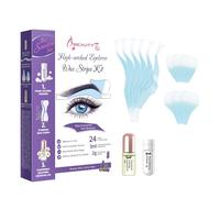 Beauty7 Sensitive Eyebrow Waxing Strips, Form High-arched Eyebrow Strips Pre-cut for Face, Quick Hair Removal Facial with 24 Waxing Strips + 3ml Soothing Oil After Wax, 2g Pearl Powder