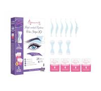 Beauty7 Sensitive Eyebrow Waxing Strips, Form High-arched Eyebrow Strips Pre-cut for Face, Quick Hair Removal Facial with 24 Eyebrow Strips with 4 Cleaner Oil Wipes