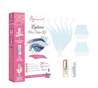 Beauty7 Sensitive Eyebrow Waxing Strips, Wax Strips for Face, Quick Hair Removal Facial For Women Includes 24 Waxing Strips + 3ml Soothing Oil After Wax, 2g Pearl Powder