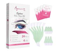 Beauty7 Wax Strips for Face, Eyebrow Shaper Pre-cut, 24pcs Waxing Strips with 4pcs Cleaner Oil Wipes, Cold Wax Strips Facial Hair Removal